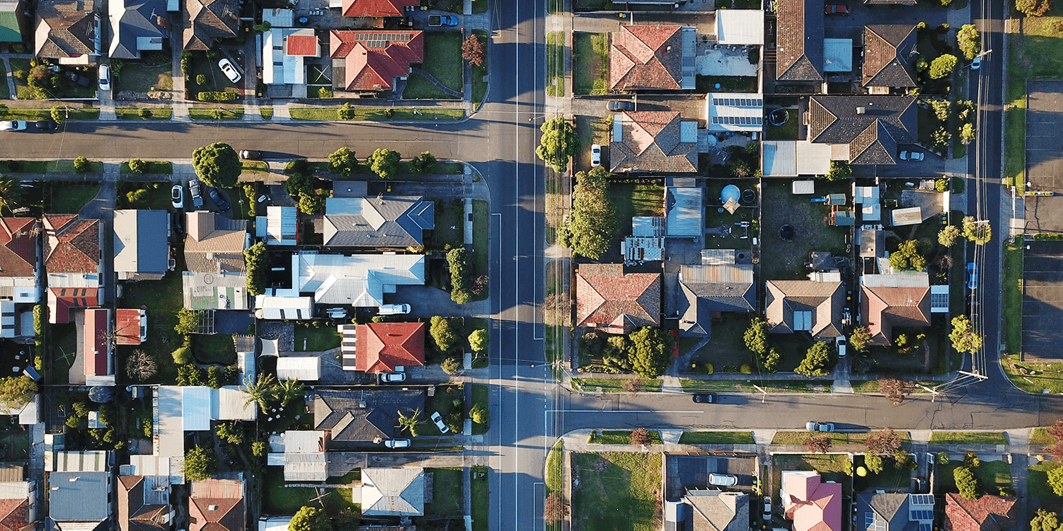 bird's eye view of neighborhood