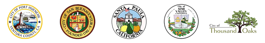 City of Port Hueneme Ventura County CA, City of San Buenaventura, Santa Paula California, City of Simi Valley California, City of Thousand Oaks logos