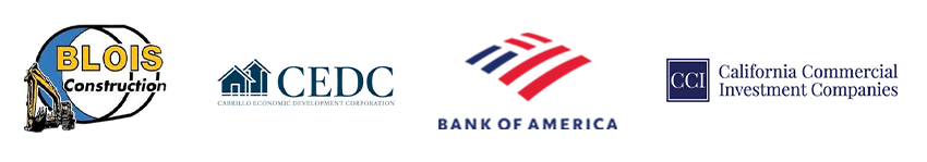Blois Construction, Cabrillo Economic Development Corporation, Bank of America, California Commercial Investment Companies logos